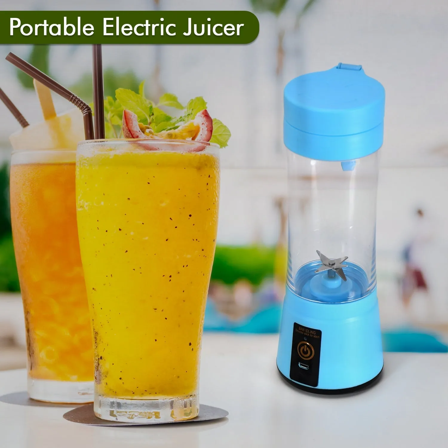 0131 Portable 6 Blade Juicer Cup USB Rechargeable Vegetables Fruit Juice Maker Juice Extractor Blender Mixer