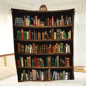 1pc Cozy Bookshelf Print Soft Throw Blanket - Warm, Plush, and Lightweight for Couch, Bed, Sofa - Perfect Birthday Gift Idea for Book Lovers