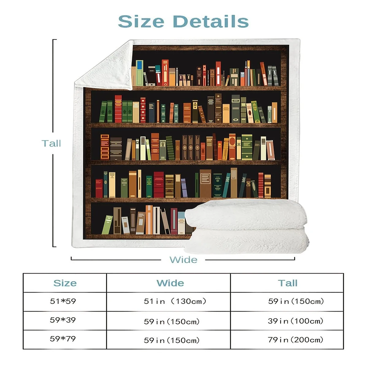 1pc Cozy Bookshelf Print Soft Throw Blanket - Warm, Plush, and Lightweight for Couch, Bed, Sofa - Perfect Birthday Gift Idea for Book Lovers