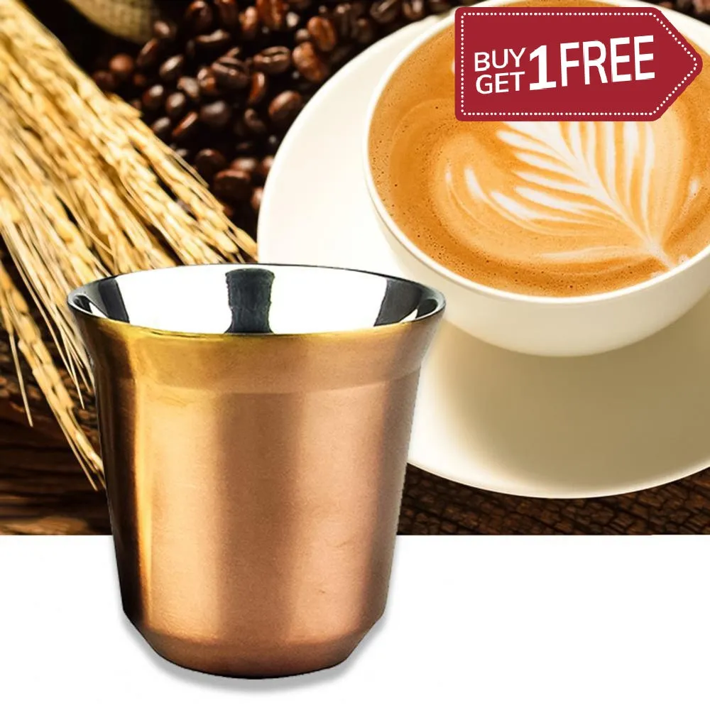 2 x 80ml Double Wall Stainless Steel Espresso Cup Insulation Nespresso Pixie Coffee Cup Capsule Shape Cute Thermo Cup Coffee Mugs