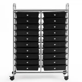 20 Drawers Storage Rolling Cart Studio Organizer-Black