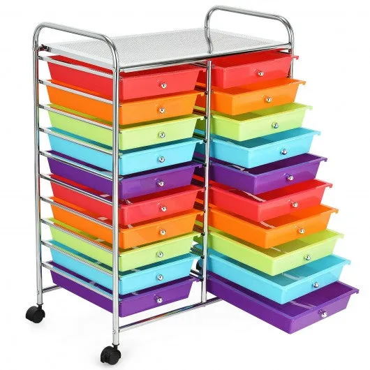 20 Drawers Storage Rolling Cart Studio Organizer-Color