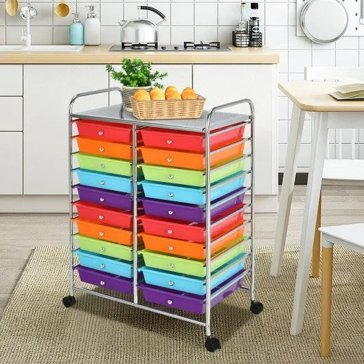 20 Drawers Storage Rolling Cart Studio Organizer-Color