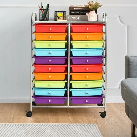 20 Drawers Storage Rolling Cart Studio Organizer-Color