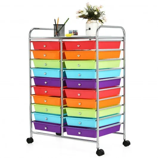 20 Drawers Storage Rolling Cart Studio Organizer-Color