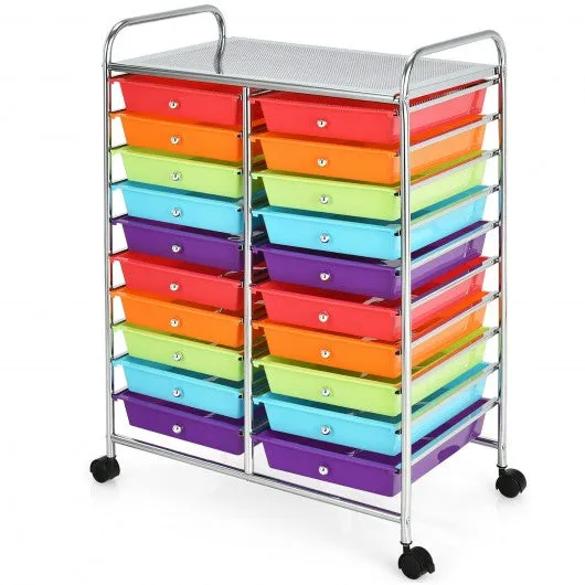 20 Drawers Storage Rolling Cart Studio Organizer-Color