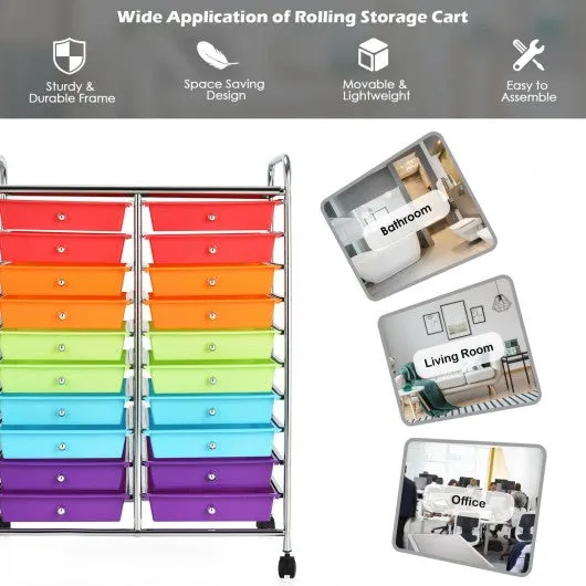 20 Drawers Storage Rolling Cart Studio Organizer-Color