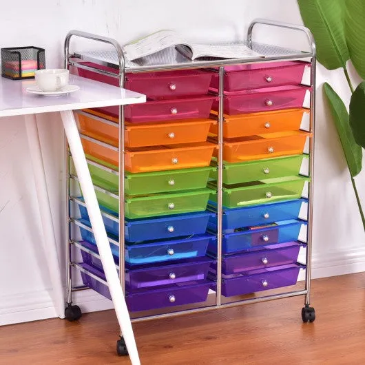 20 Drawers Storage Rolling Cart Studio Organizer-Multicolor