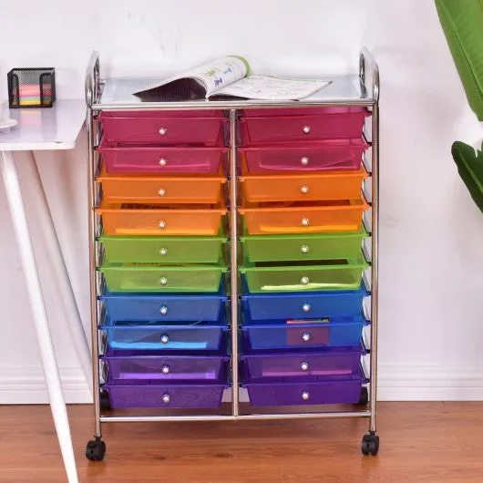 20 Drawers Storage Rolling Cart Studio Organizer-Multicolor