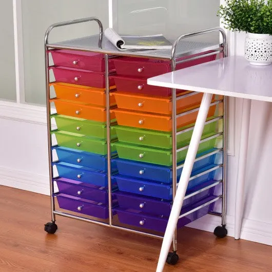 20 Drawers Storage Rolling Cart Studio Organizer-Multicolor