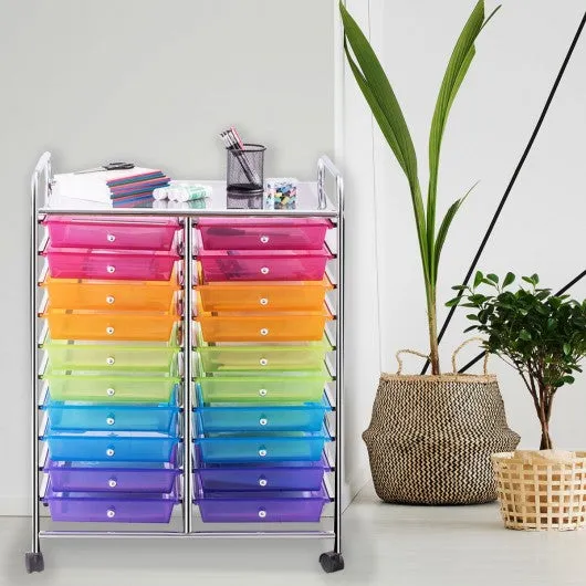 20 Drawers Storage Rolling Cart Studio Organizer-Multicolor