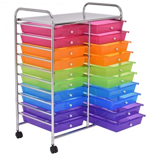 20 Drawers Storage Rolling Cart Studio Organizer-Multicolor