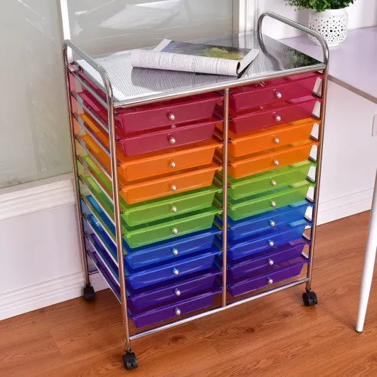 20 Drawers Storage Rolling Cart Studio Organizer-Multicolor