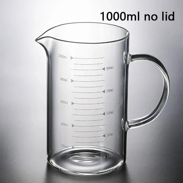 250/350/500/1000ml Glass Measuring Cup With Lid Heat-resistant With Scales Laboratory Beaker Handle Measuring Mug