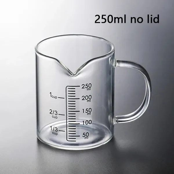 250/350/500/1000ml Glass Measuring Cup With Lid Heat-resistant With Scales Laboratory Beaker Handle Measuring Mug