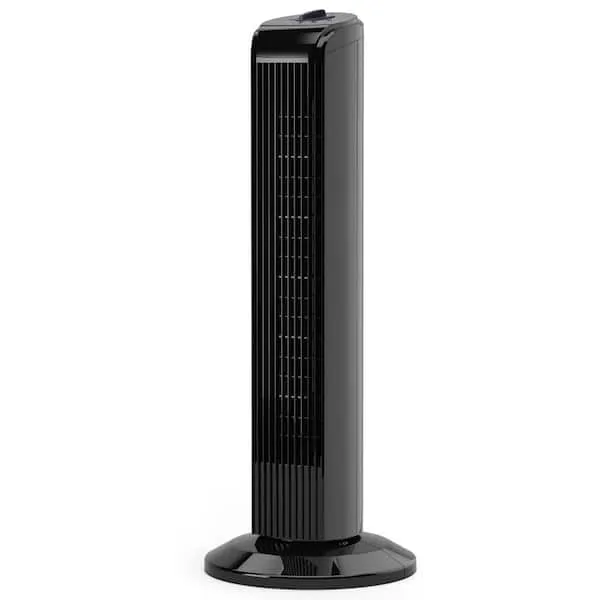 28 in. 3 Speed Oscillating Tower Fan in Black