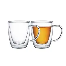 2Pcs double-walled glass cup set with handles -  Tramontina