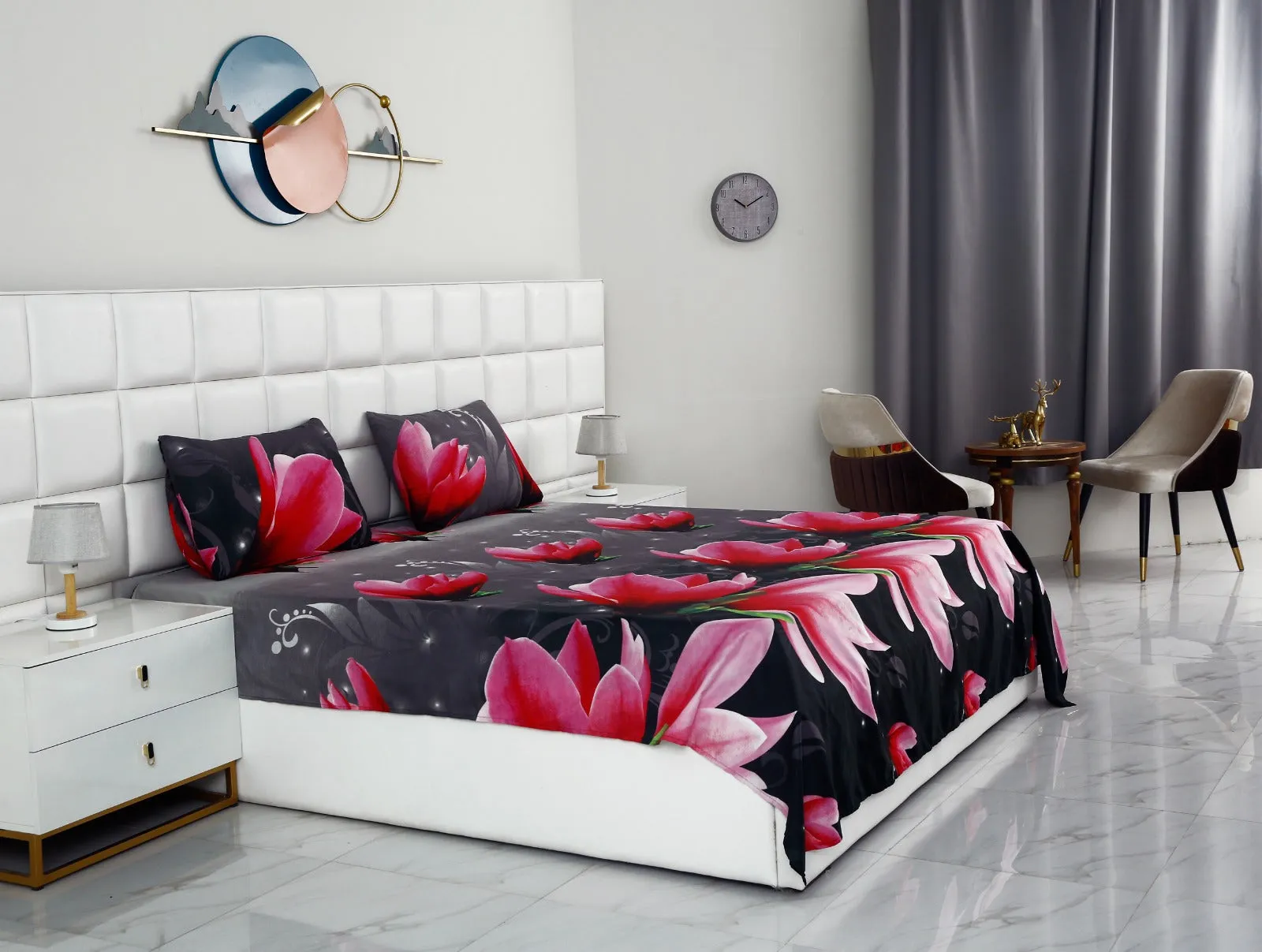 2Pcs Single Bed Sheet-14868Pink Lotus