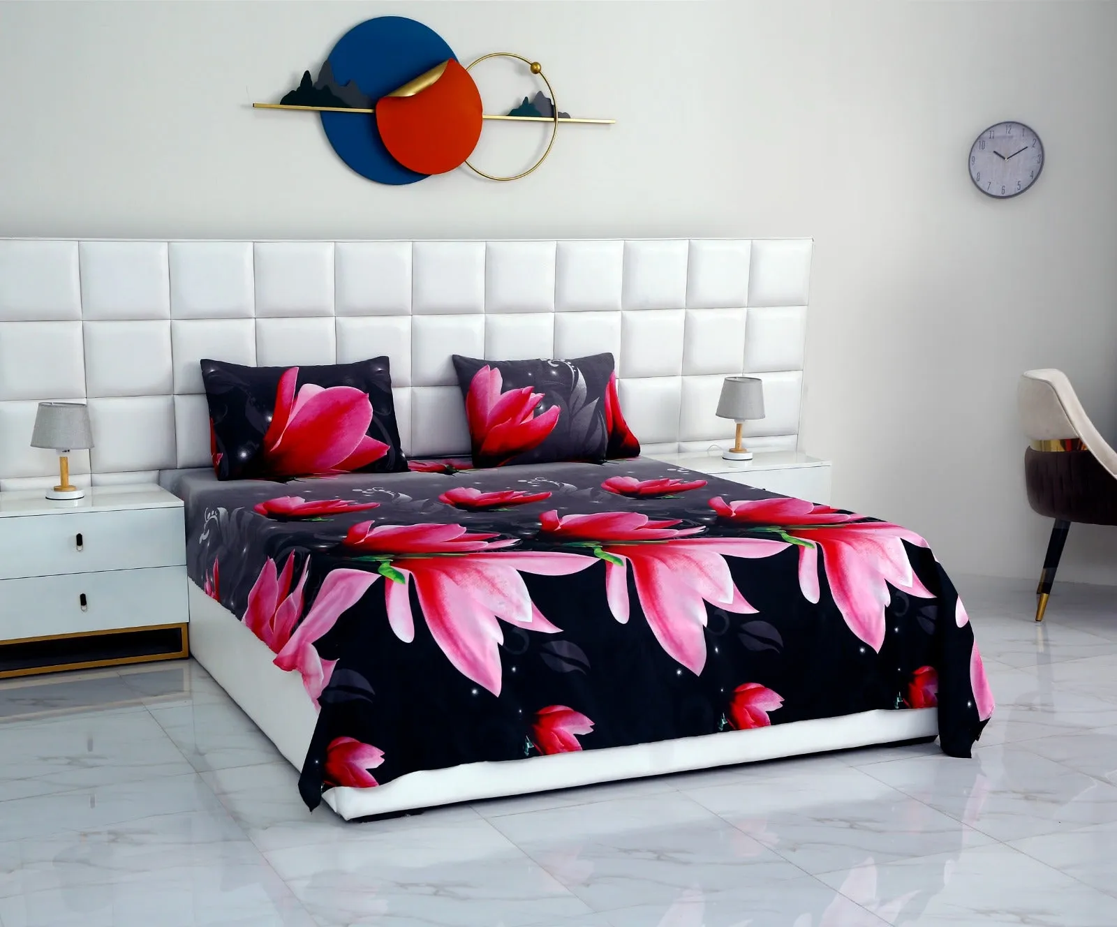 2Pcs Single Bed Sheet-14868Pink Lotus