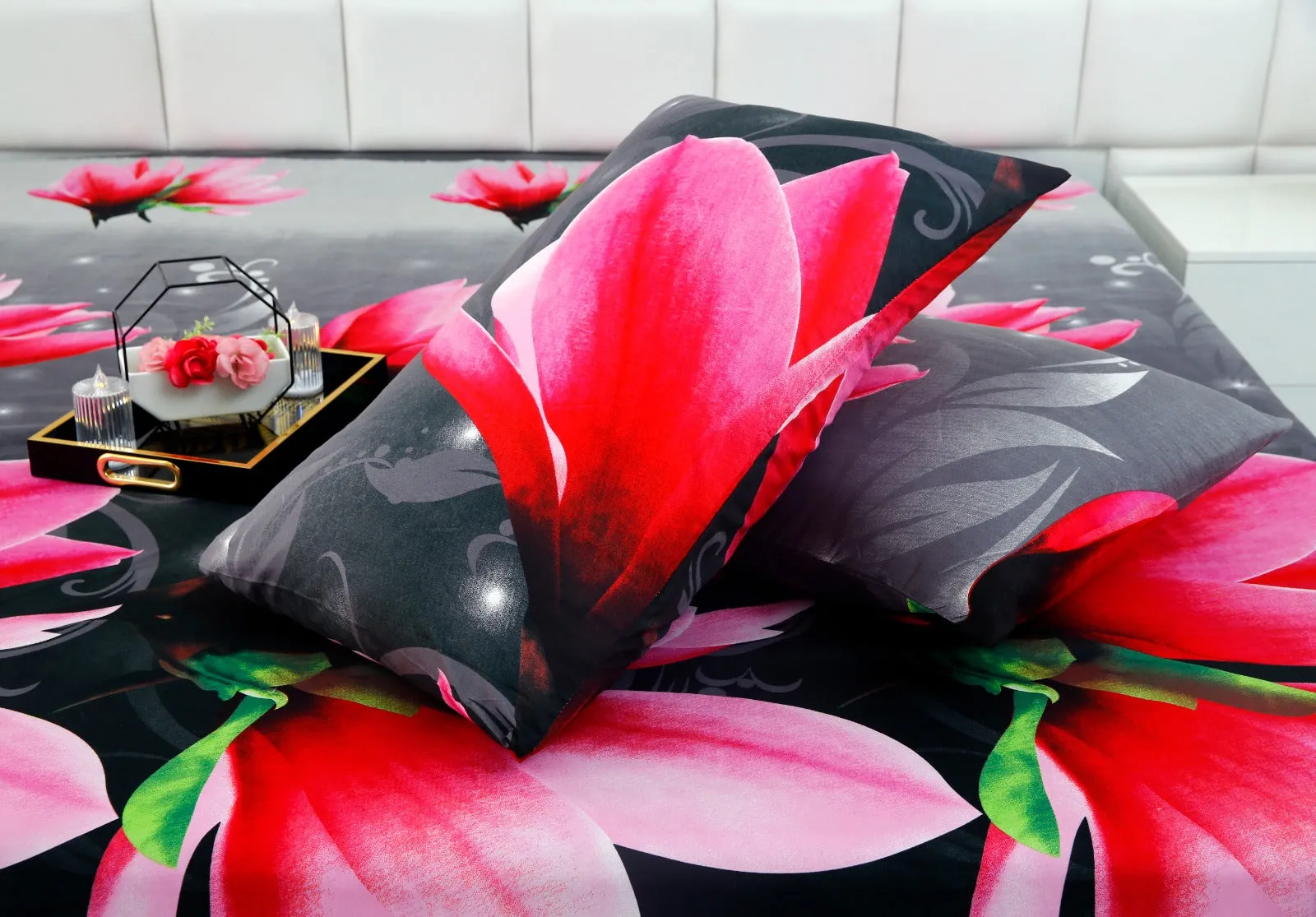 2Pcs Single Bed Sheet-14868Pink Lotus