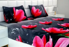 2Pcs Single Bed Sheet-14868Pink Lotus