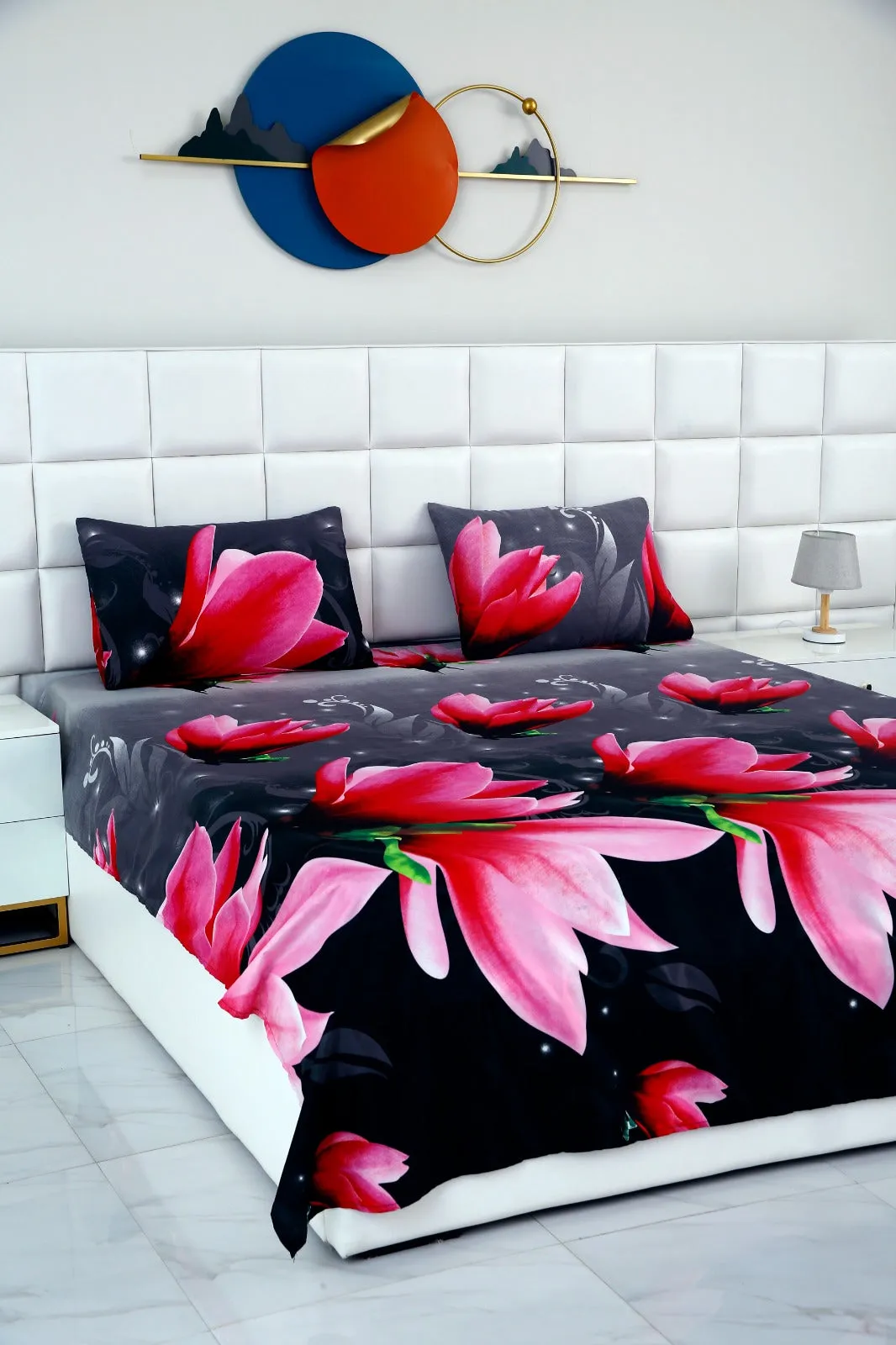 2Pcs Single Bed Sheet-14868Pink Lotus