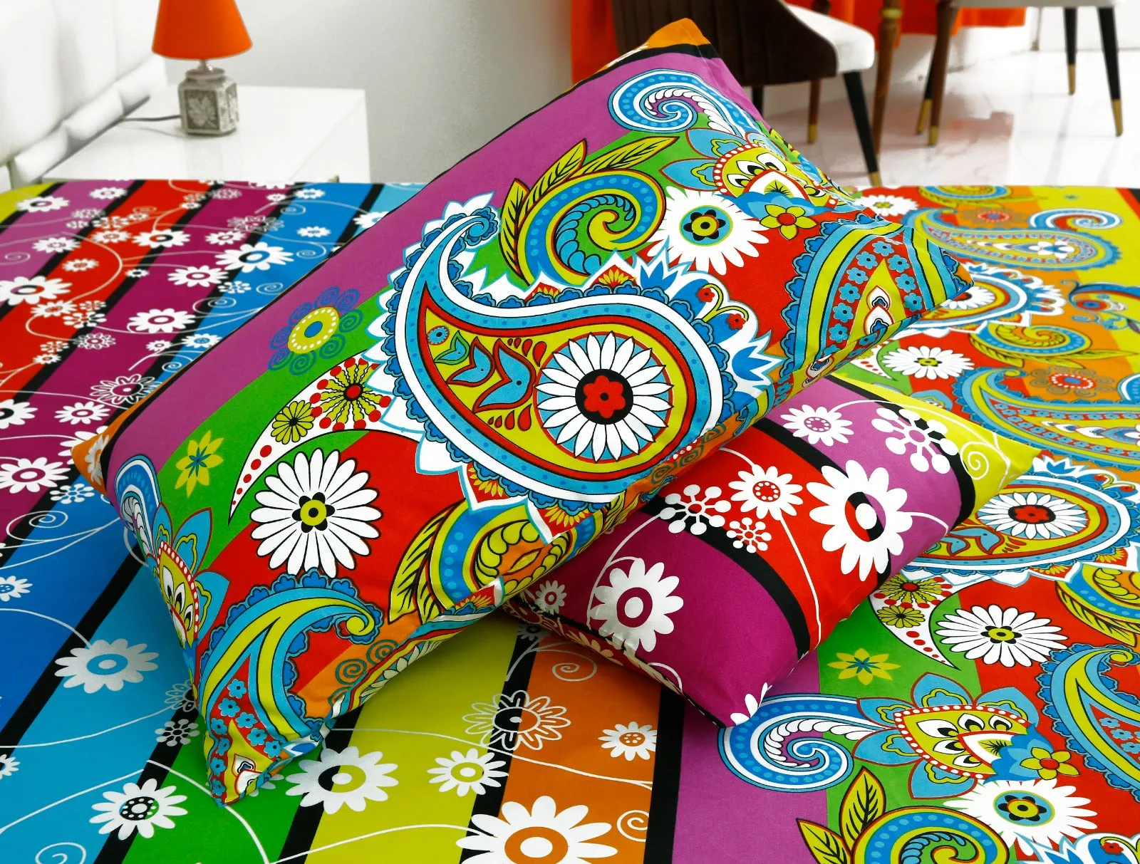 2Pcs Single Bed Sheet-Multi Flowers