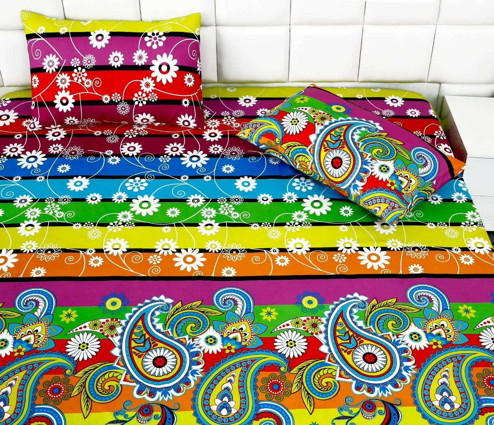 2Pcs Single Bed Sheet-Multi Flowers