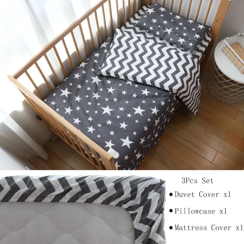 3PC Neutral Cozy-Soft Cotton Baby's Bedding Sets