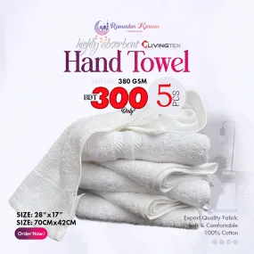 5 PCs Hand Towel (White)