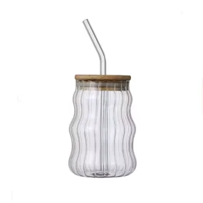 530Ml Glass Tumbler Cup With Lid And Straw- Yja-4