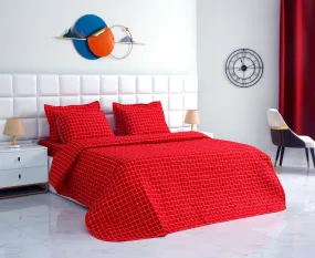 6 PCs Bed Spread Set-Red Check