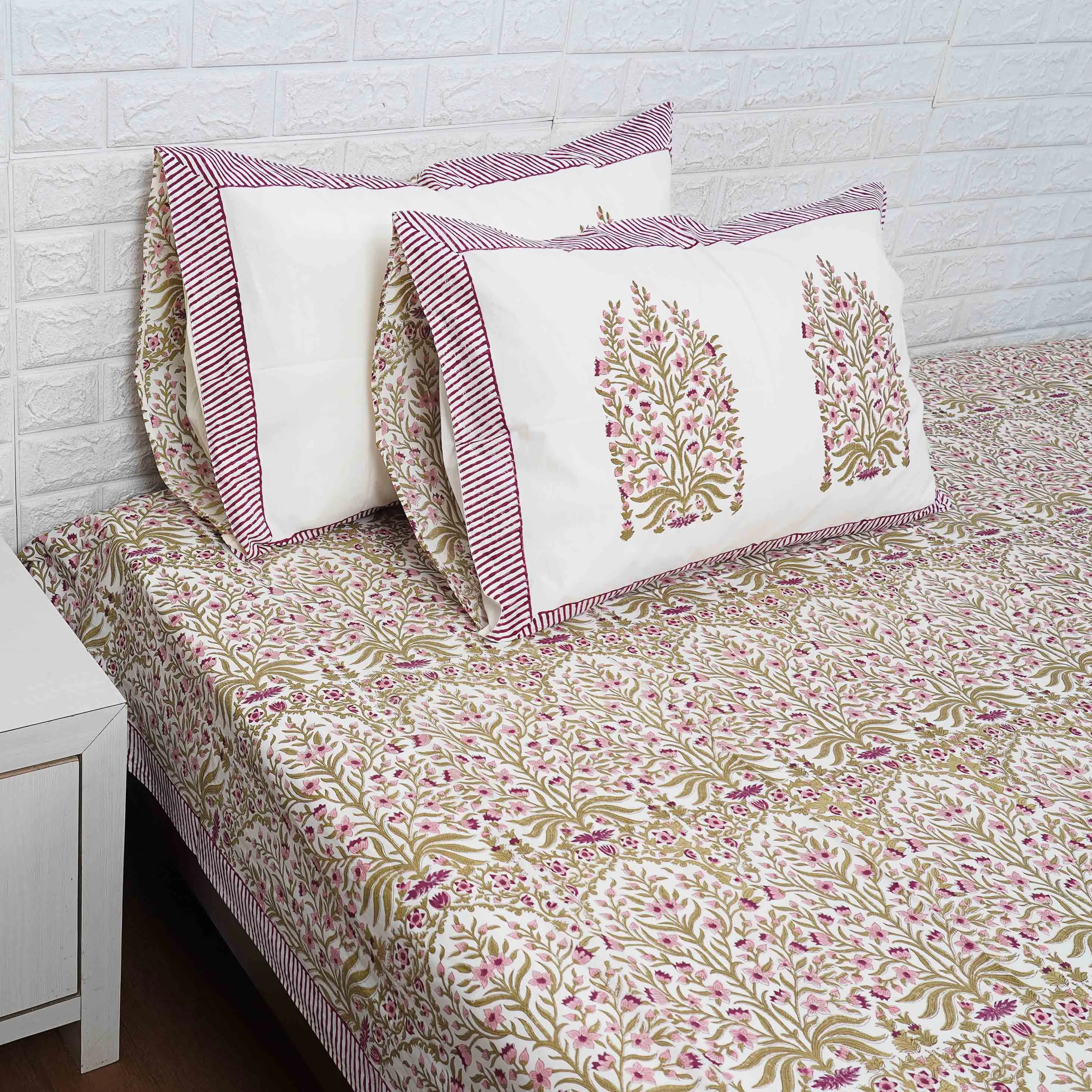 600 TC Cotton Block Print Bedsheet