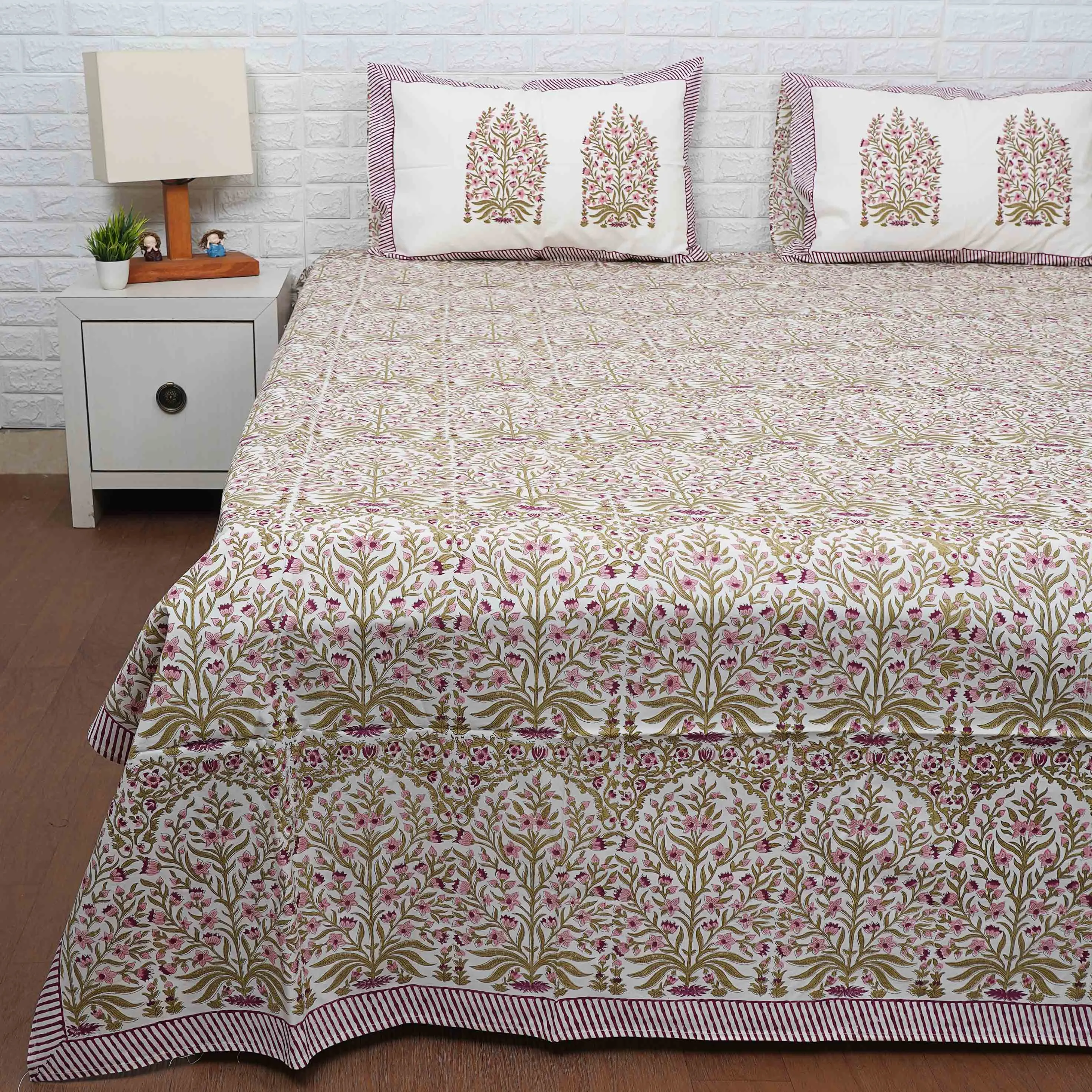 600 TC Cotton Block Print Bedsheet