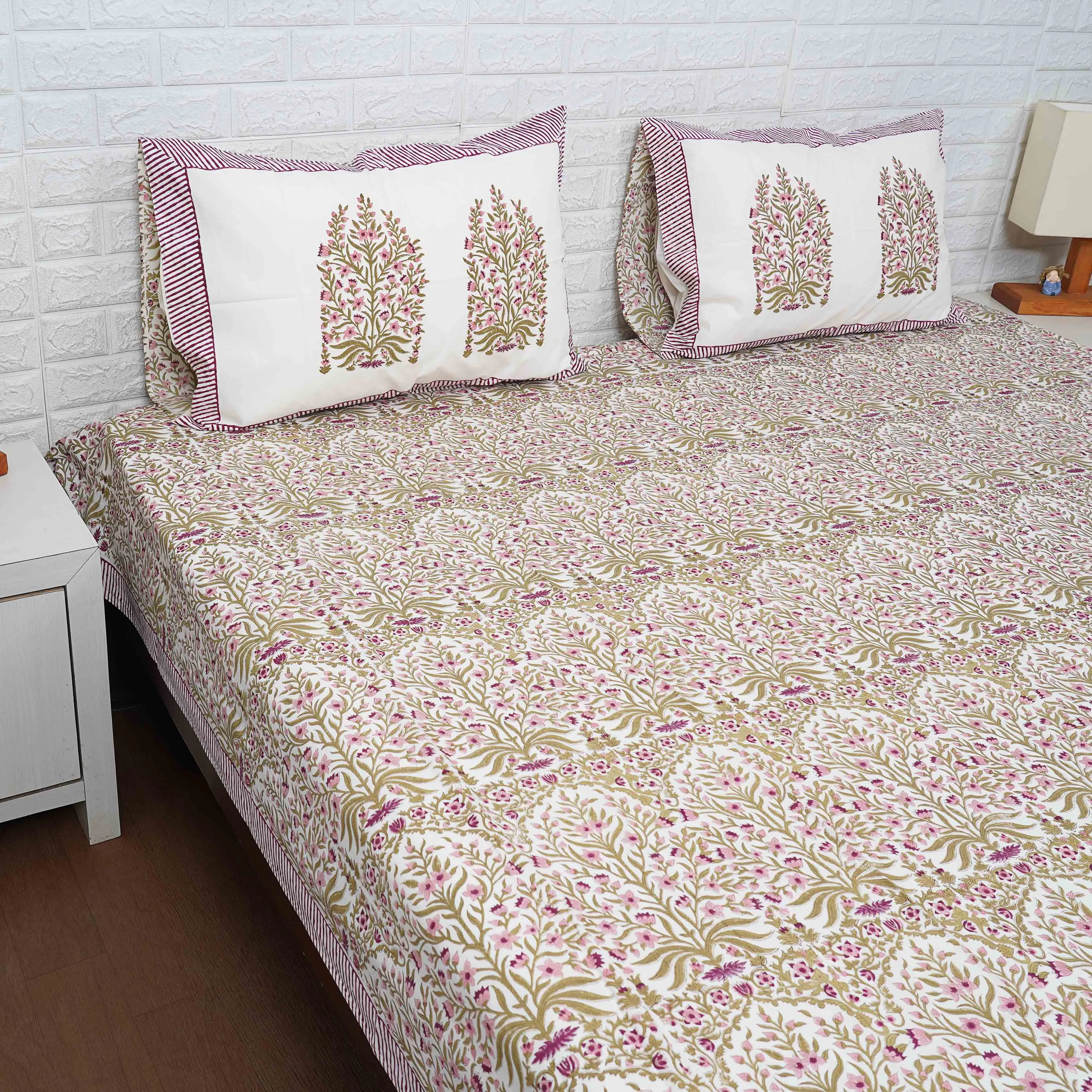 600 TC Cotton Block Print Bedsheet