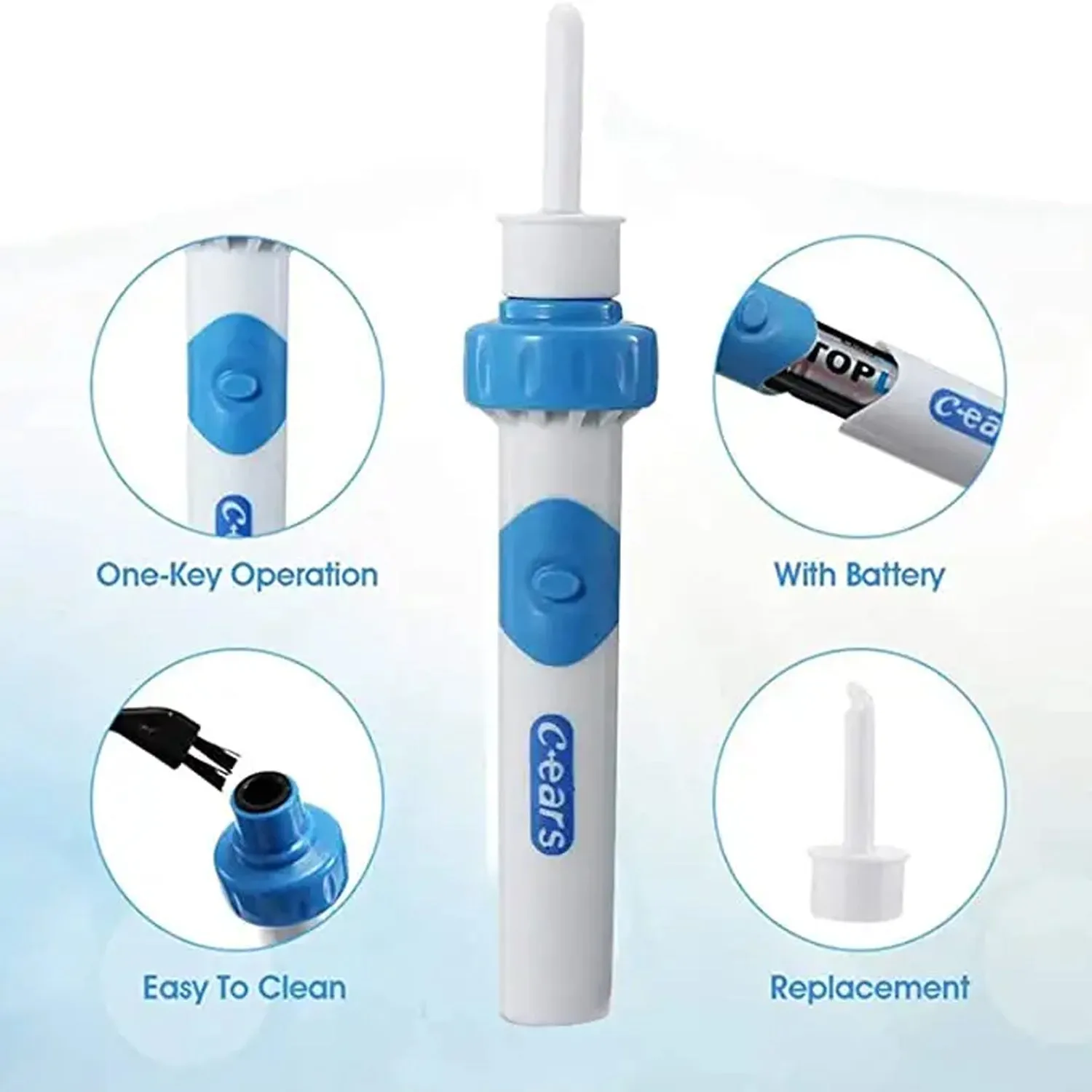 6374 Ear Suction Device, Portable Comfortable Efficient Automatic Electric Vacuum Soft Ear Pick Ear Cleaner Easy Earwax Remover Soft Prevent Ear-Pick Clean Tools Set for Adults Kids