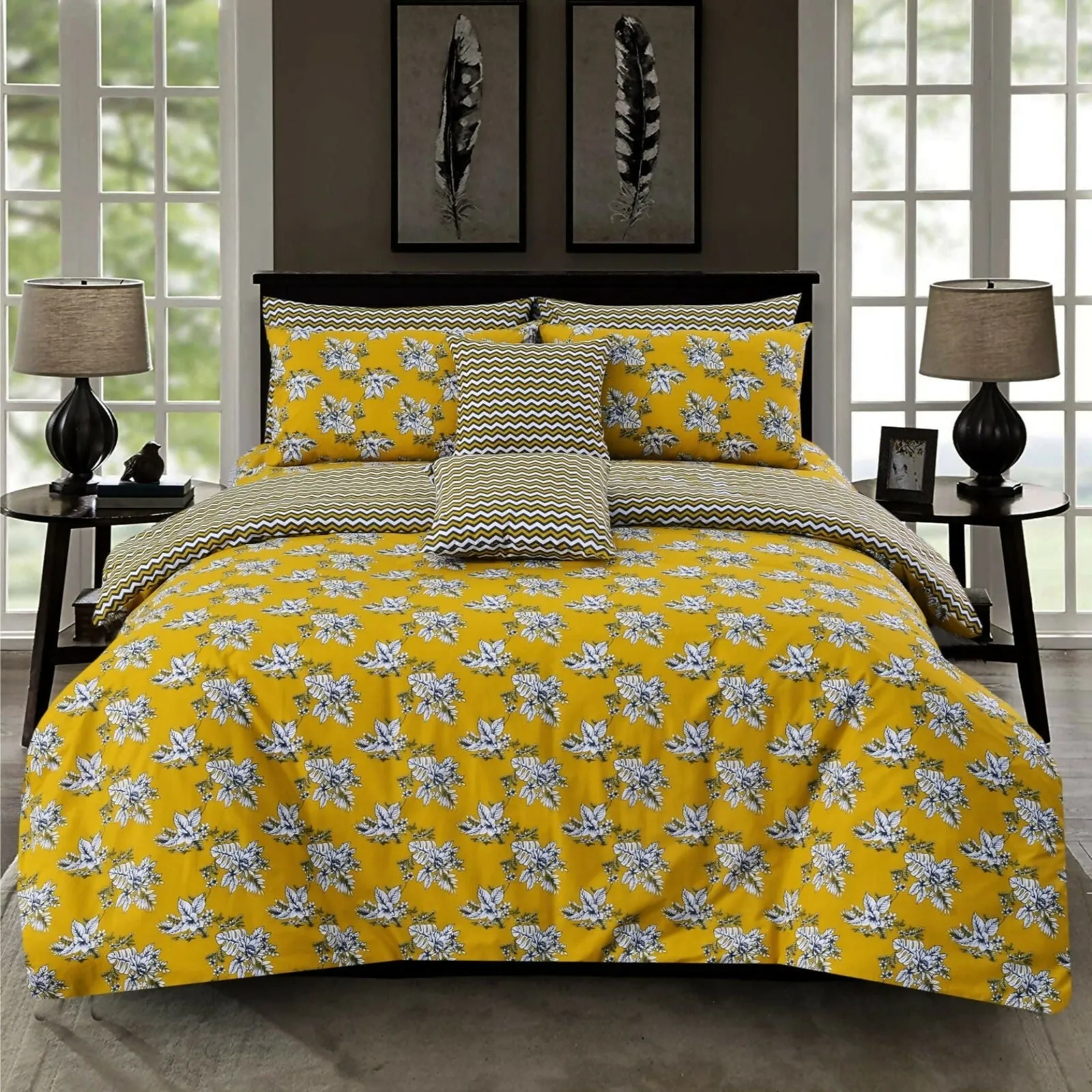 8 PCs Duvet Cover Set-Mustard Garden