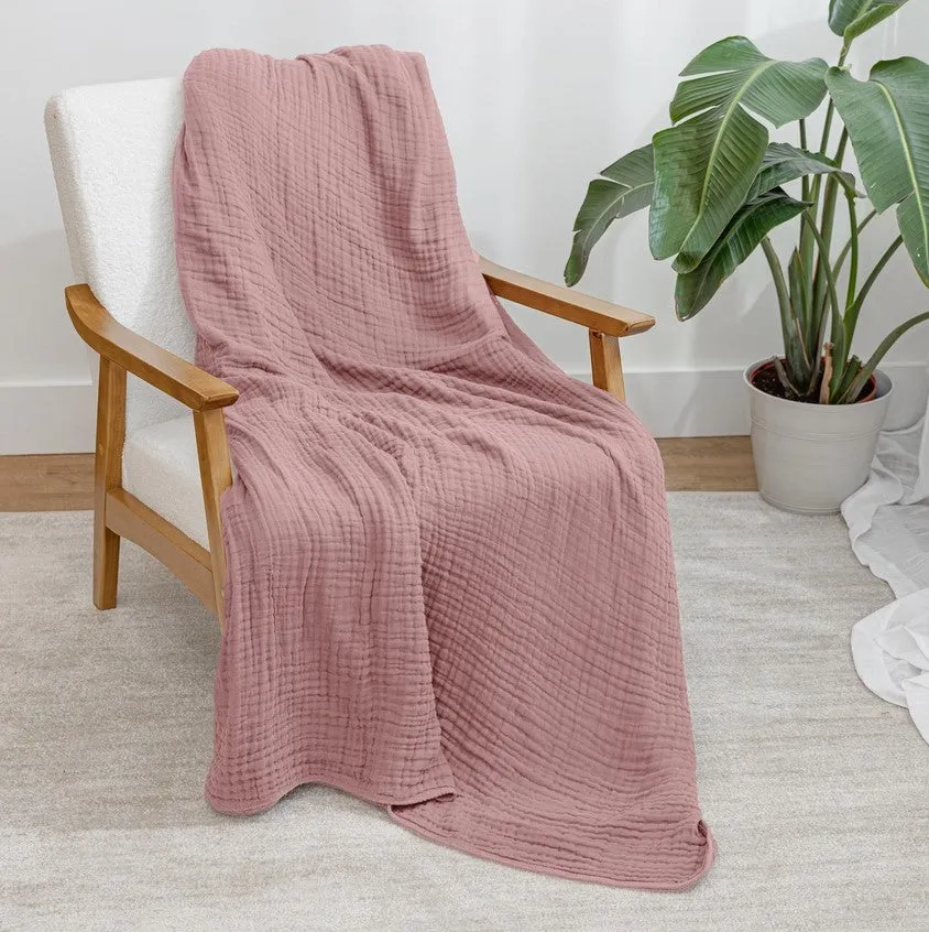 Adult Muslin Cotton Throw - Mauve