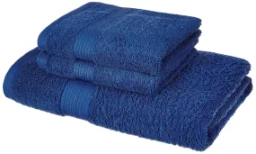 Amazon Brand - Solimo 100% Cotton 3 Piece Towel Set, 500 GSM (Iris Blue)