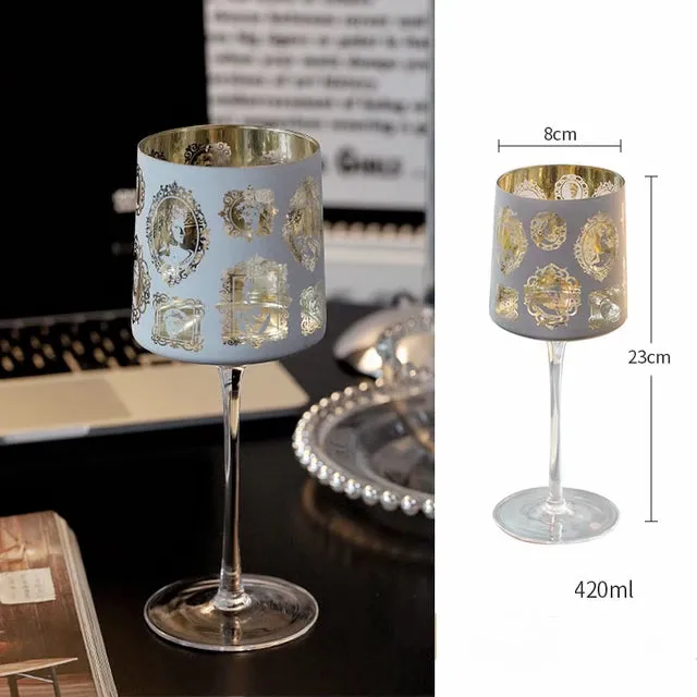 Artwork on the Dining table Unique Romantic Wine Champagne Glass Goblet with Electroplated Coating