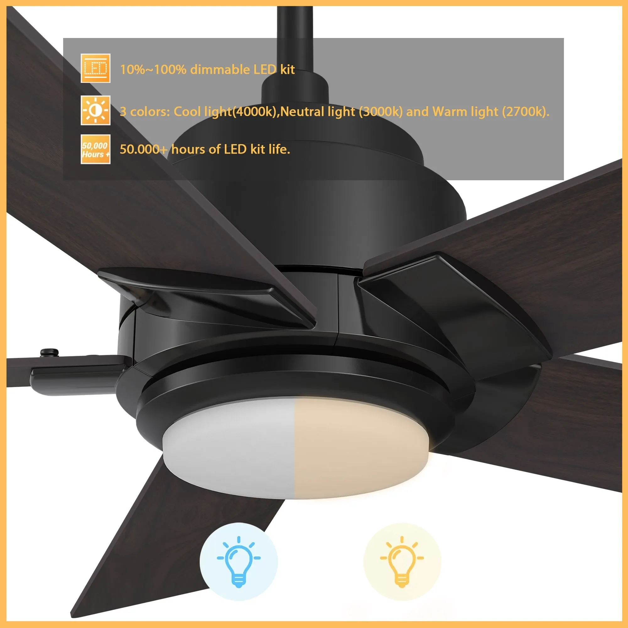 Aspen Smart Ceiling Fan with LED Light and Remote Outdoor/Indoor 56"