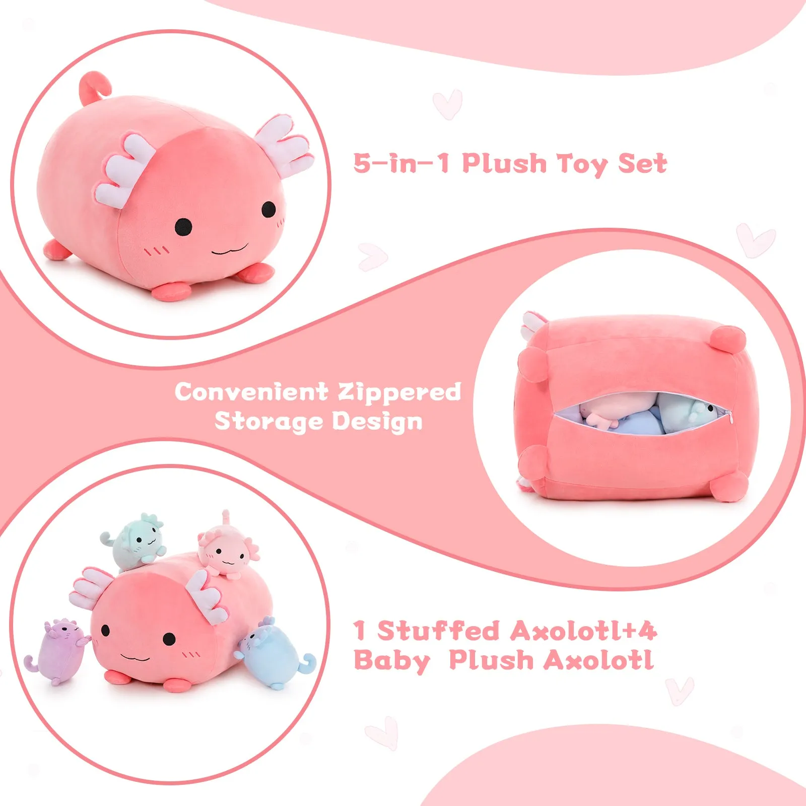 Axolotl Plush Toy Set, Pink, 16.5 Inches