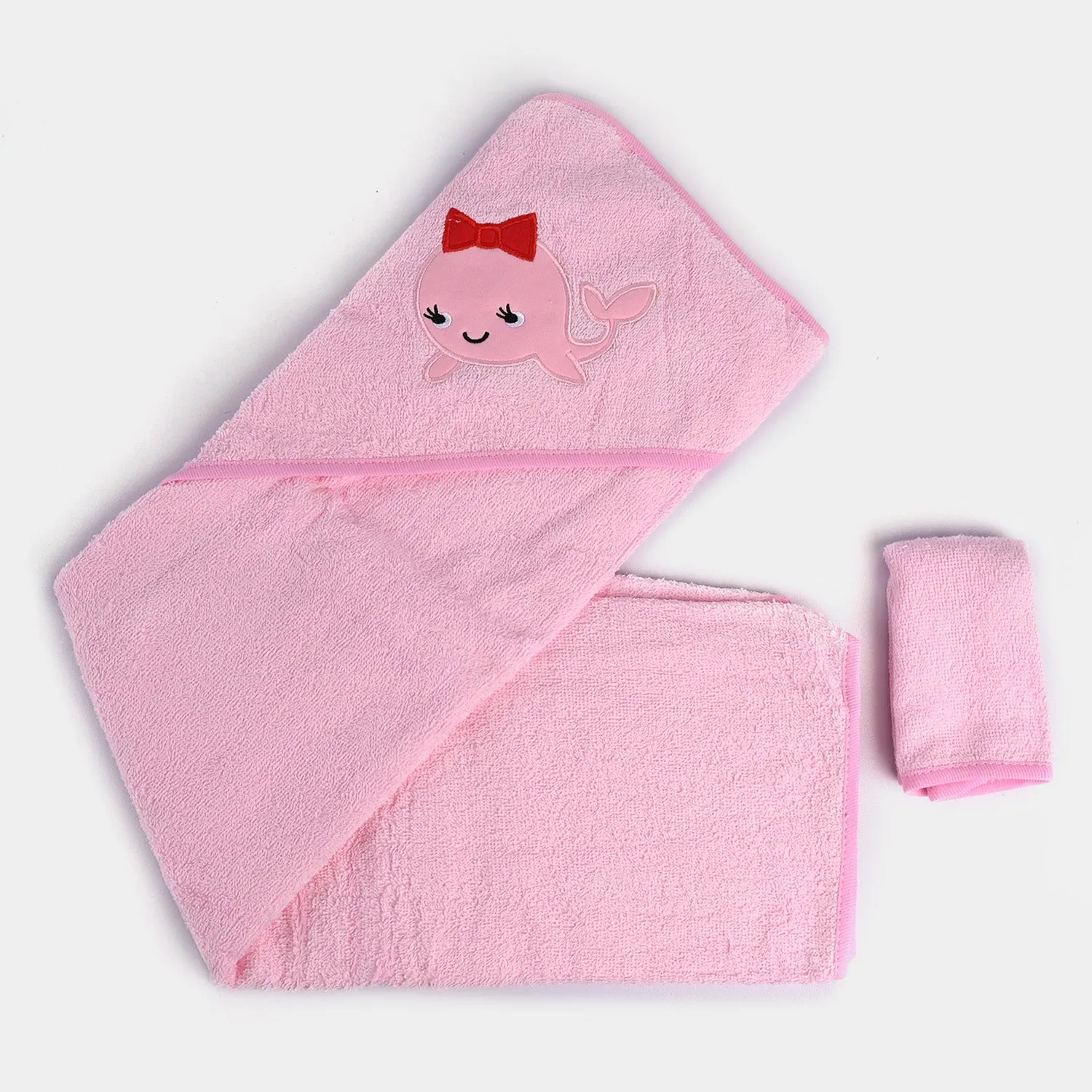 Baby Hooded Bath Towel  1 PCs Face Towel-Pink