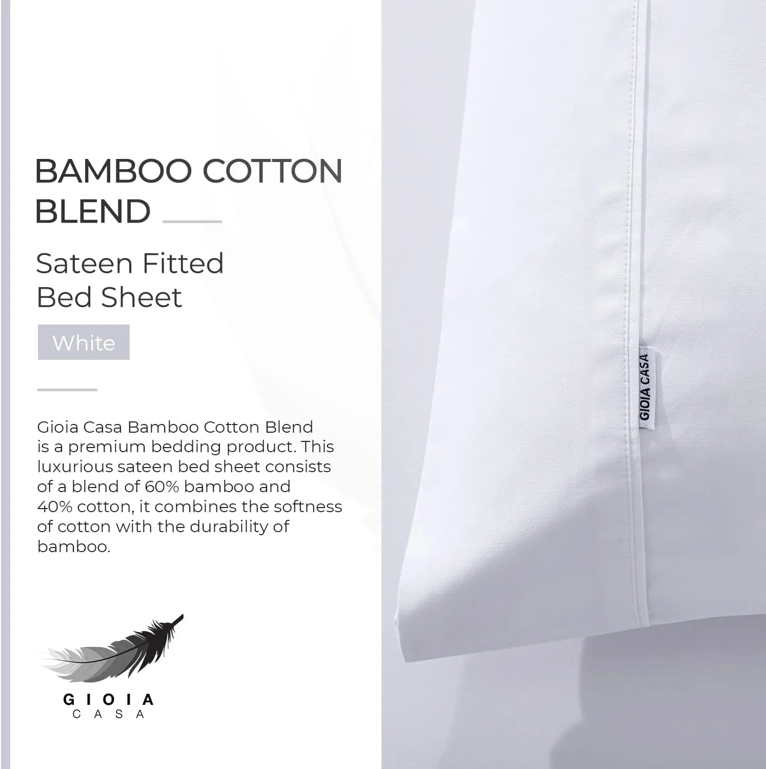 Bamboo Cotton Blend Sateen Bedding Set, Single - Gioia Casa