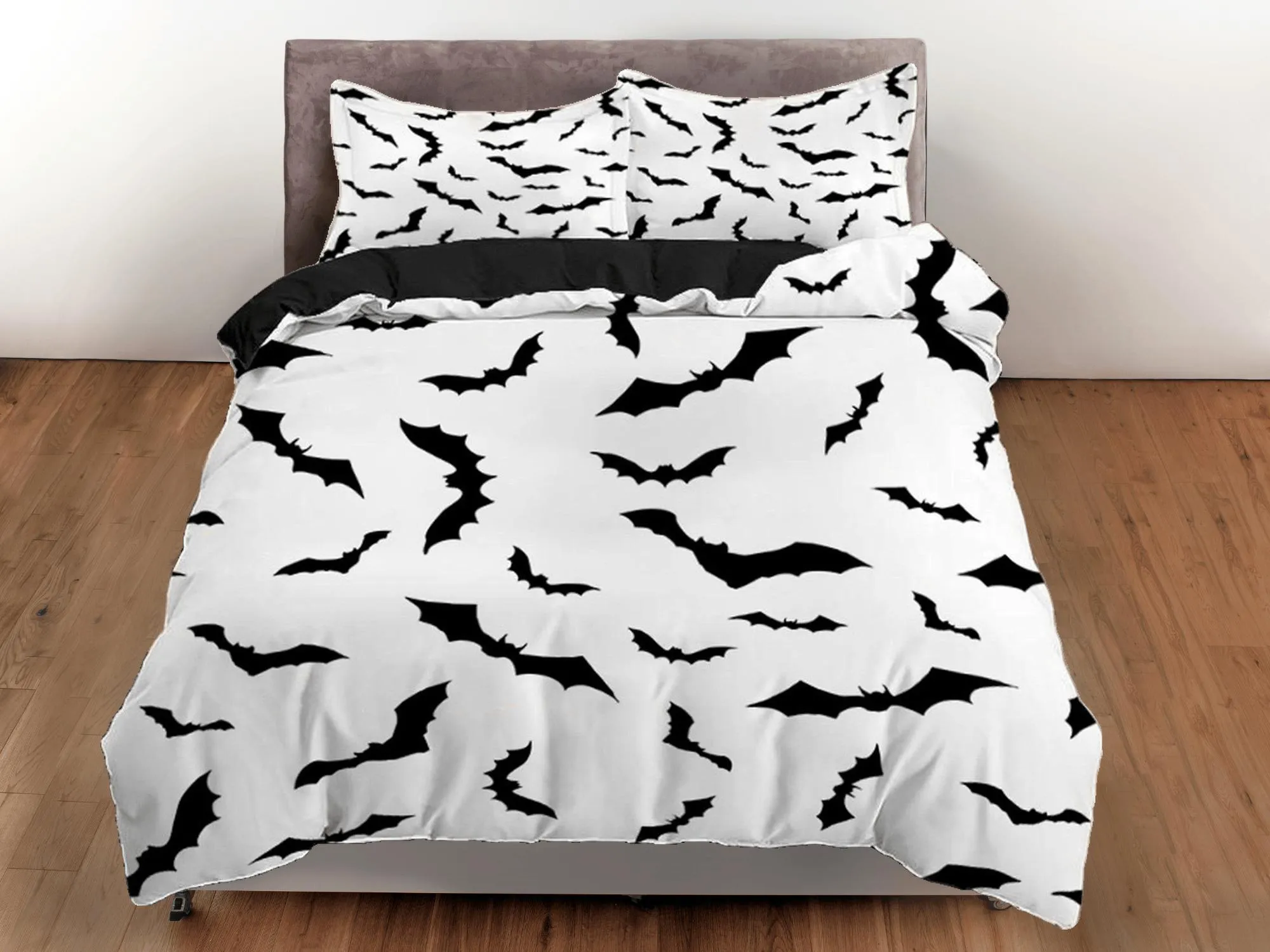 Bat prints halloween full size bedding & pillowcase, duvet cover set dorm bedding, halloween decor, nursery toddler bedding, halloween gift