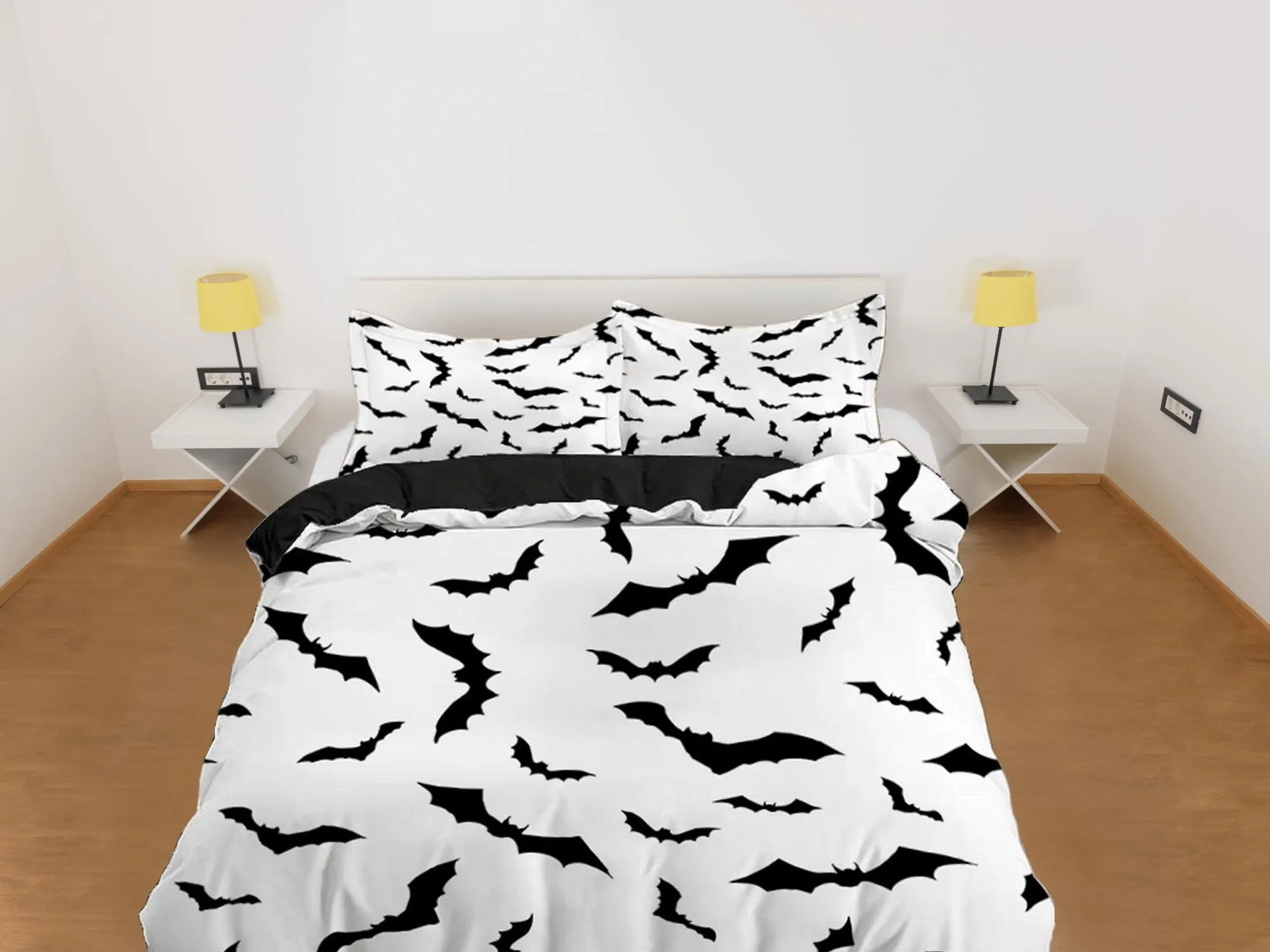 Bat prints halloween full size bedding & pillowcase, duvet cover set dorm bedding, halloween decor, nursery toddler bedding, halloween gift