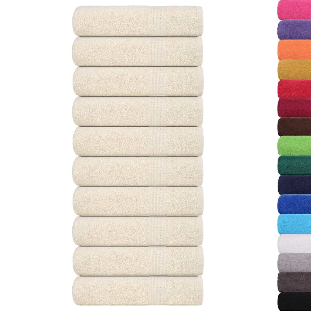 Bath Towels 10 pcs Cream 100x150 cm 360 gsm 100% Cotton