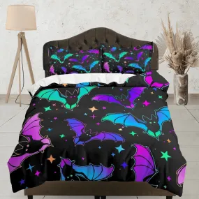 Bats and stars halloween bedding & pillowcase, gothic duvet cover, dorm bedding, halloween goth decor toddler bedding, halloween gift