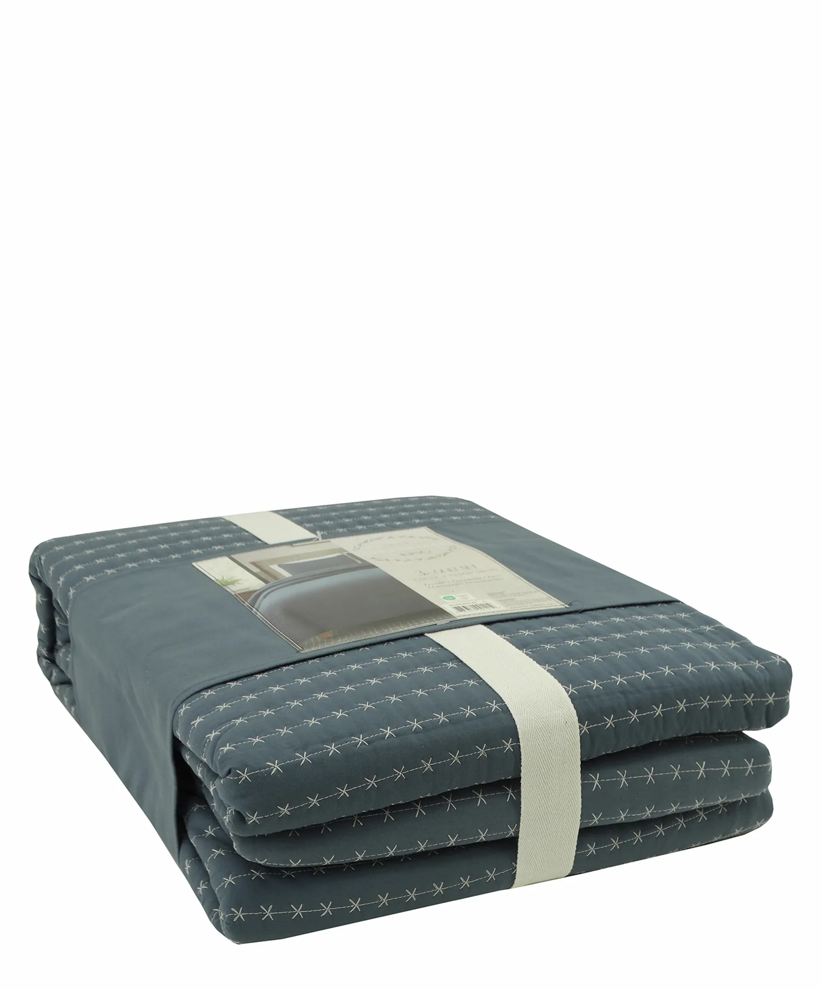 BCSK38274B, Greenfield,- 3pc King Quilt Set-Indigo/Ivory