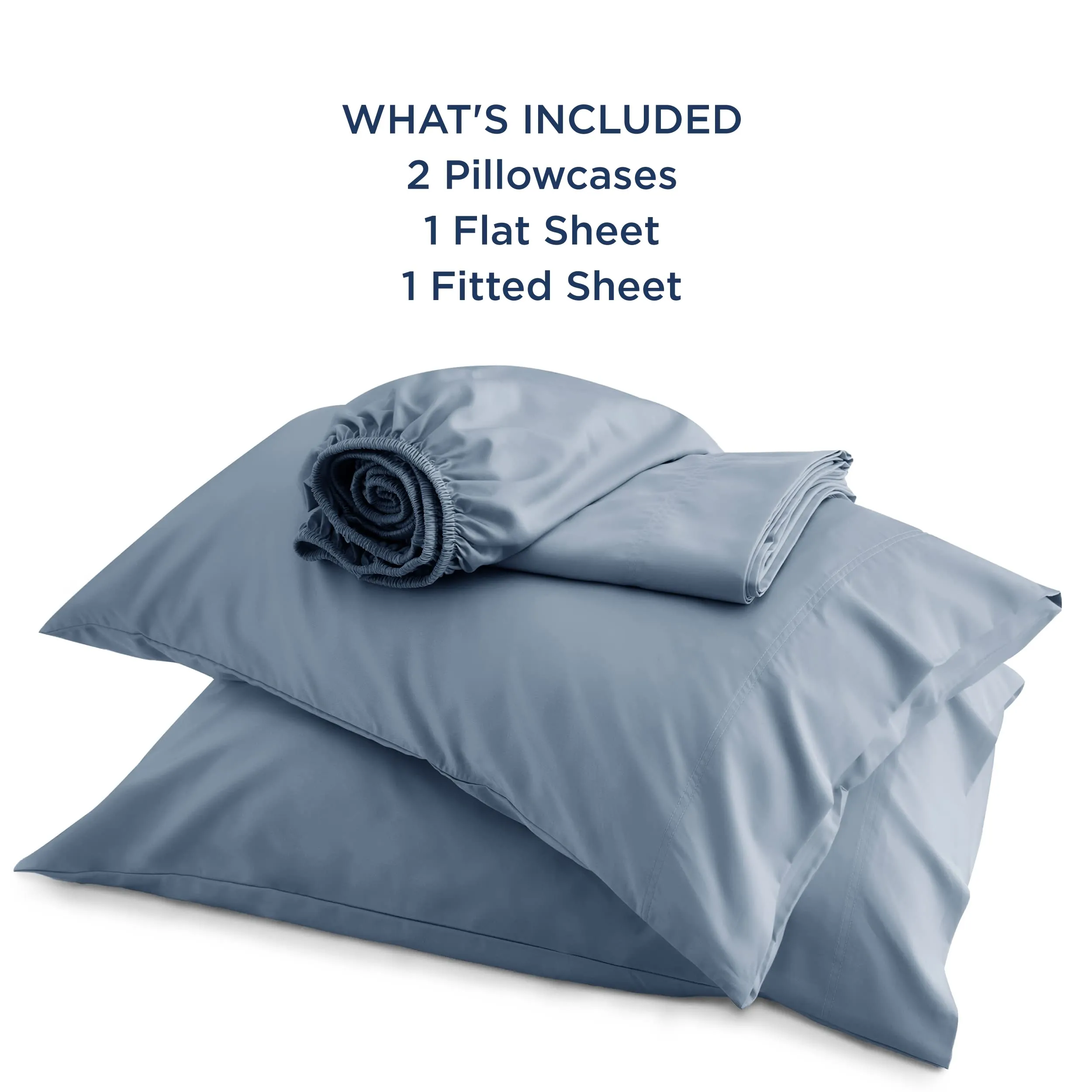 Bedsure King Size Sheet Set, Cooling Sheets King, Rayon Derived from Bamboo, Deep Pocket Up to 16", Breathable & Soft Bed Sheets, Hotel Luxury Silky Bedding Sheets & Pillowcases, Mineral Blue